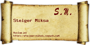 Steiger Miksa névjegykártya
